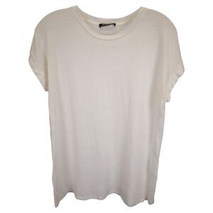 Balmain Roll Sleeve T-Shirt in Ivory Cotton